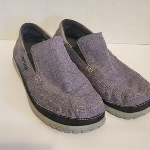 Crocs Santa Cruz Playa 204835 Men's Slip-On Canvas Loafers Denim Blue Size 10 US